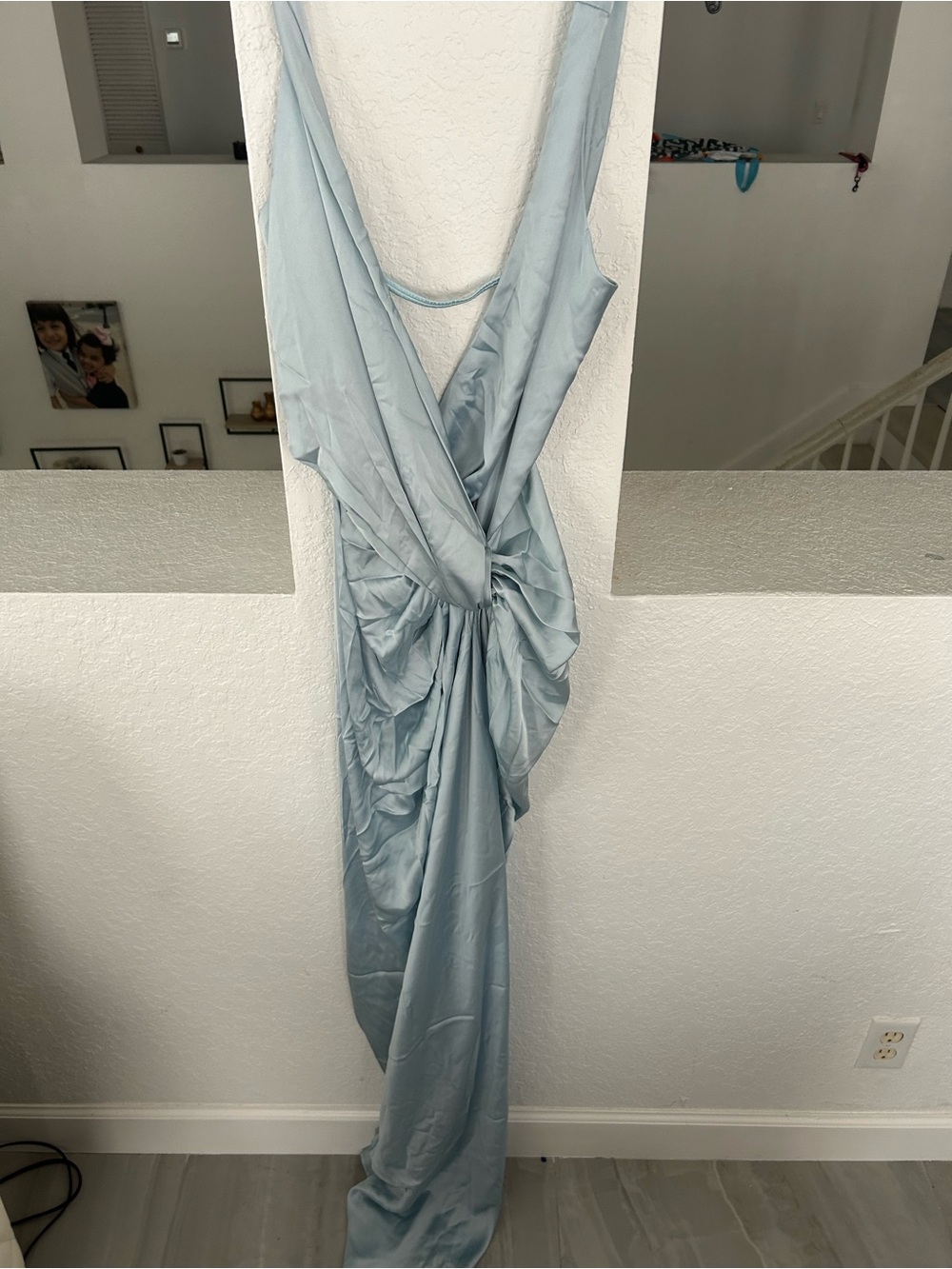 Baobab Collection Pale Blue Draped Satin Maxi Dress